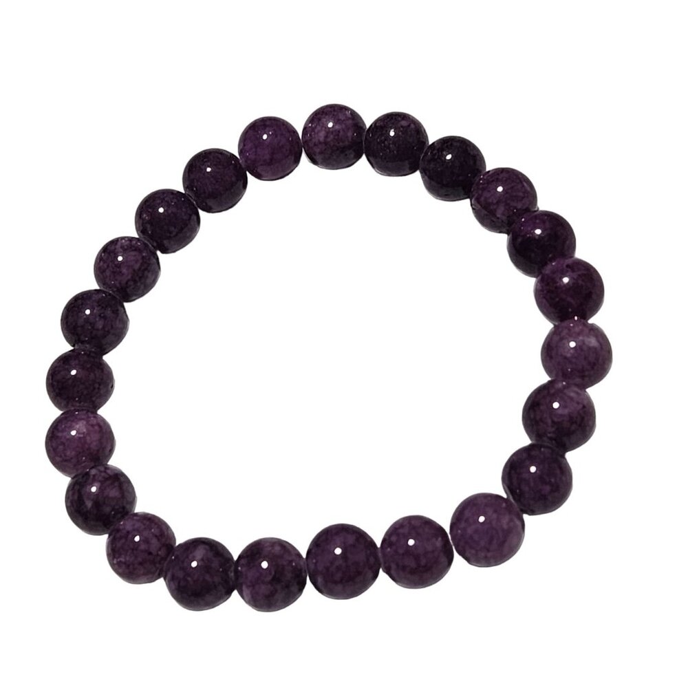 Boho Chic Purple Gemstone Beaded Stretch Bracelet Minimalist Fashion Jewelry